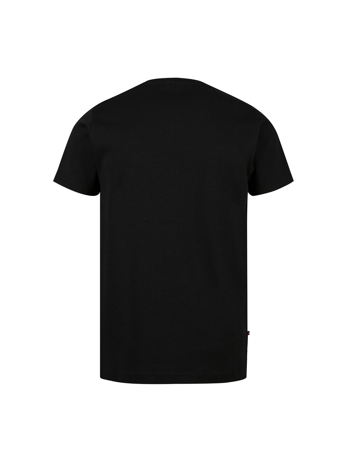 Men's black t-shirt with crew neck and short sleeves - back view.