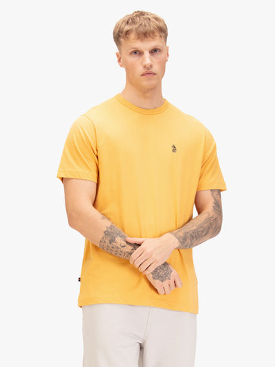 Men's yellow t-shirt with crew neck and short sleeves, front view