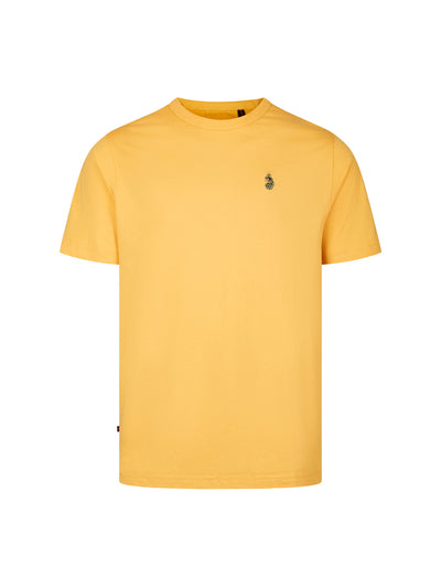 Men's yellow t-shirt with crew neck and short sleeves, front view