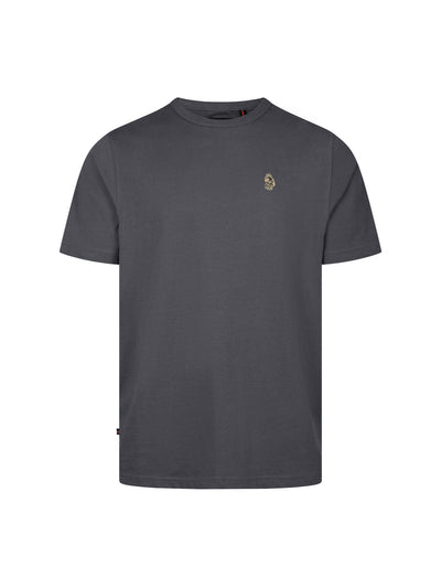 Men's grey t-shirt with crew neck and short sleeves, front view