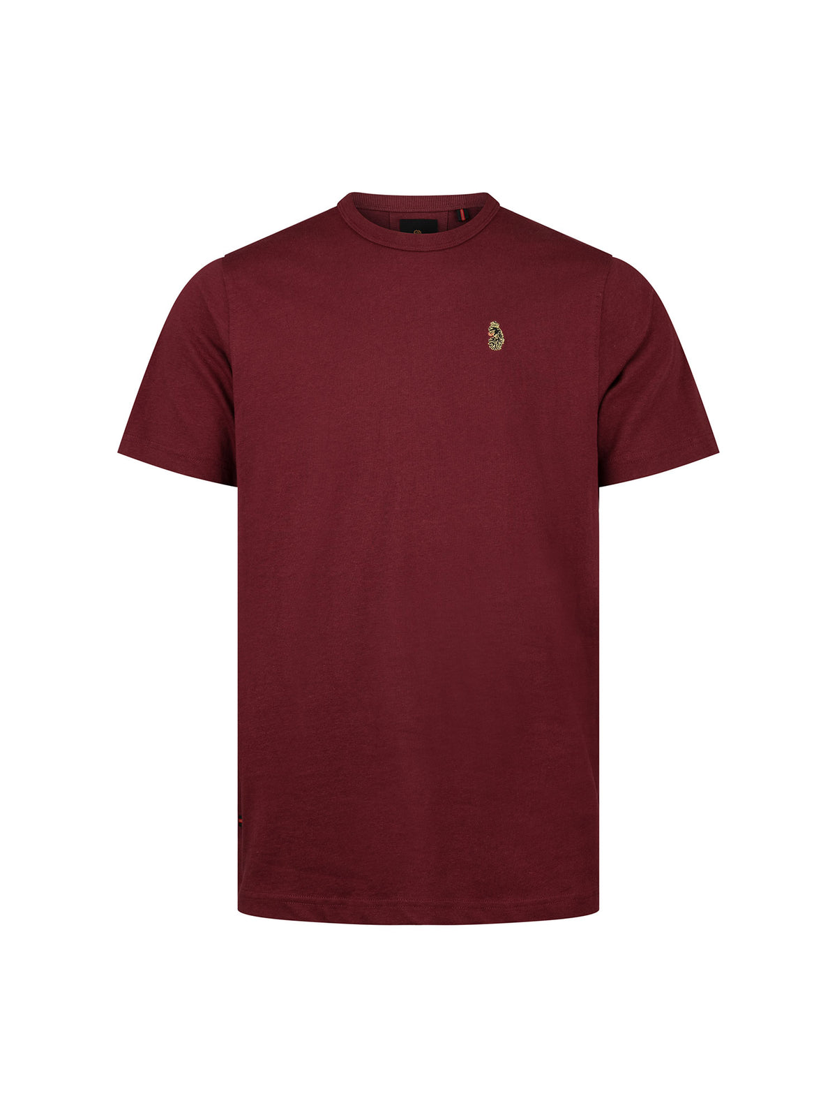 Men's red t-shirt with crew neck and short sleeves, front view