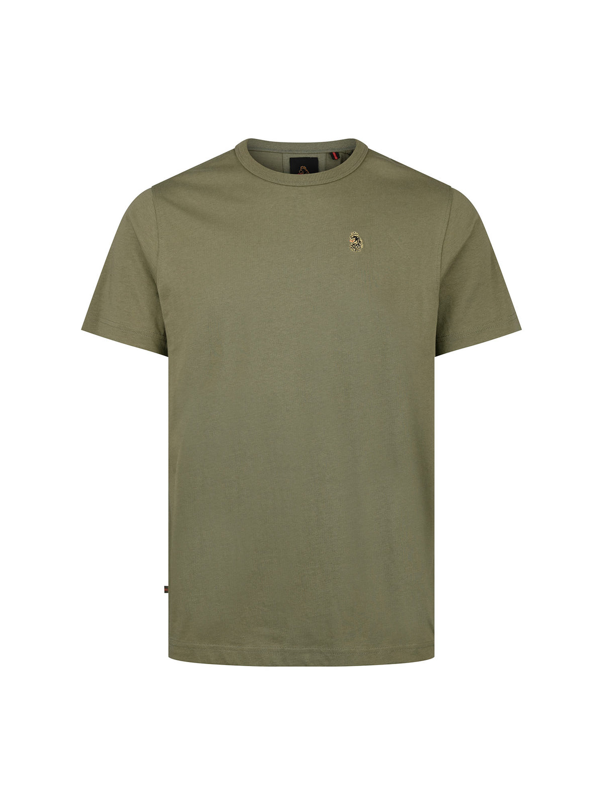 Men's green t-shirt with crew neck and short sleeves, front view