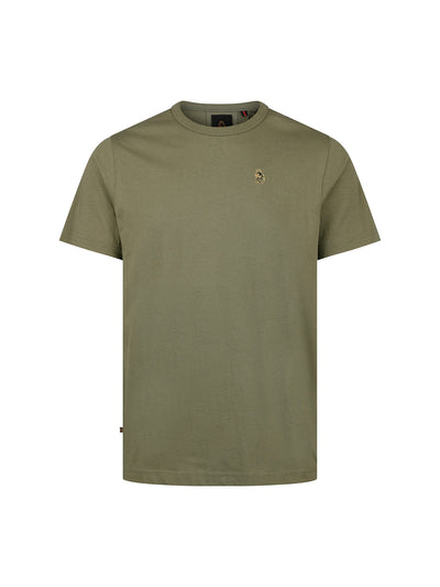 Men's green t-shirt with crew neck and short sleeves, front view