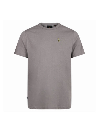 Men's grey t-shirt with crew neck and short sleeves, front view
