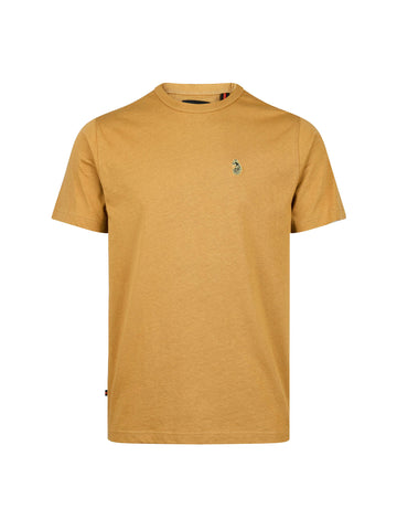 Men's yellow t-shirt with crew neck and short sleeves - front view.