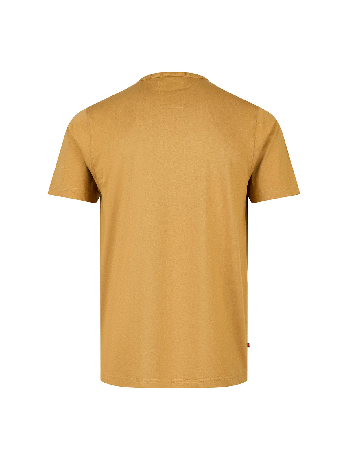 Men's yellow t-shirt with crew neck and short sleeves - back view.