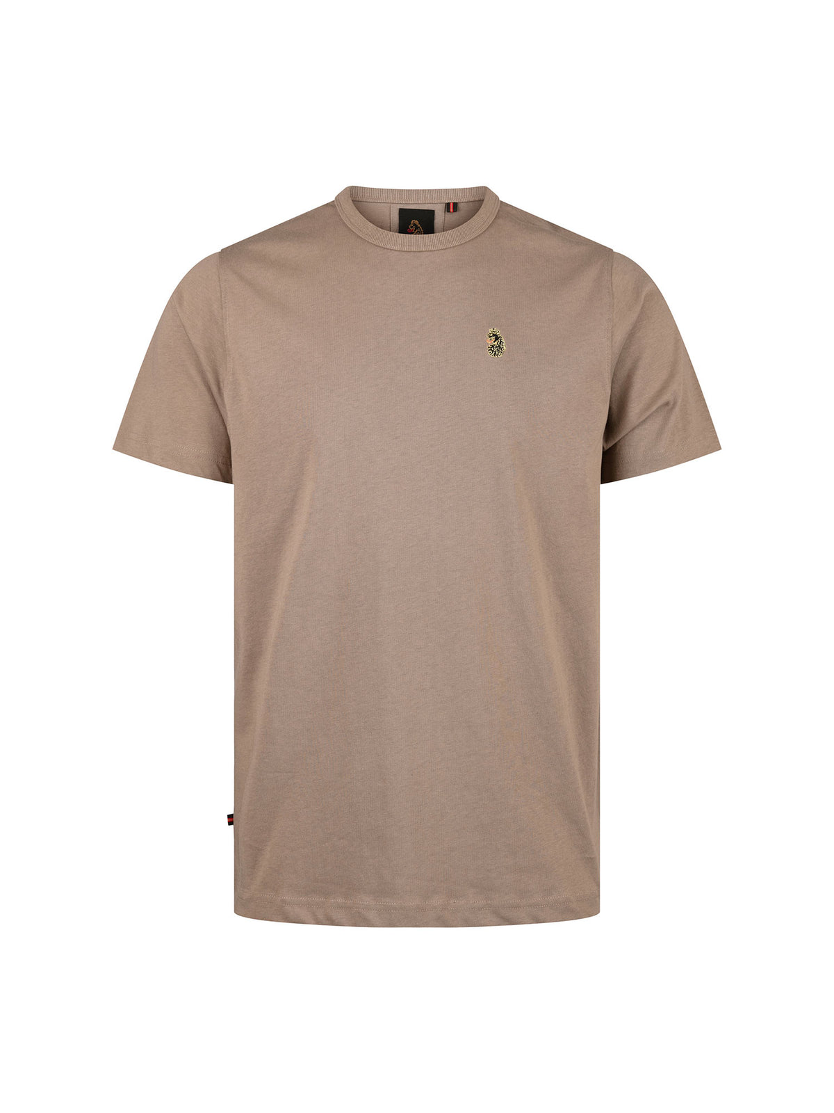 Men's brown t-shirt with crew neck and short sleeves, front view