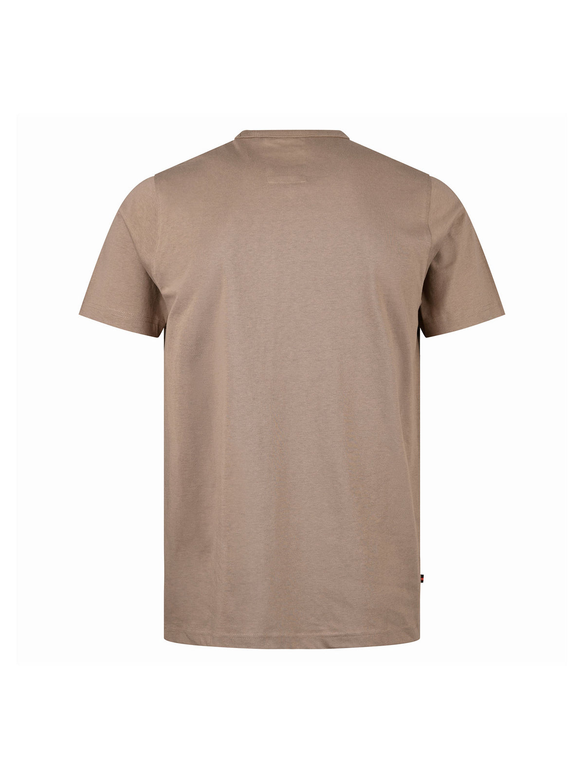 Men's brown t-shirt with crew neck and short sleeves, side view