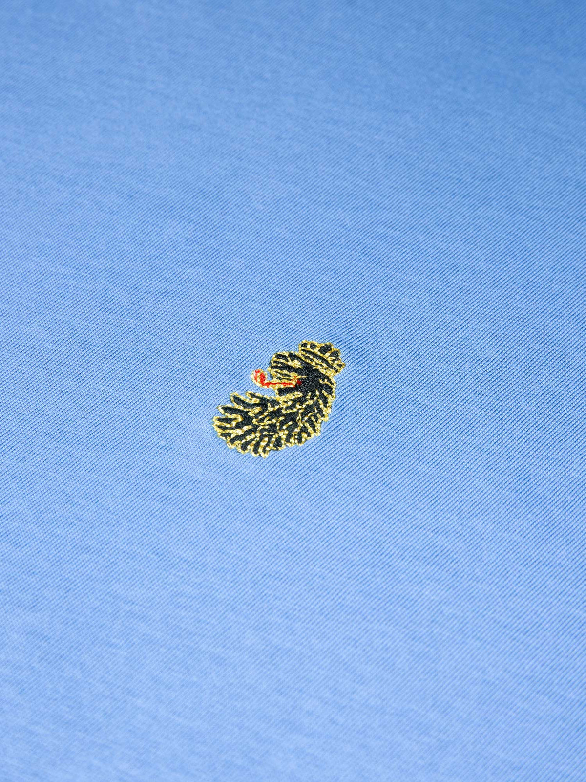Men's blue t-shirt with crew neck and short sleeves, detail view 2