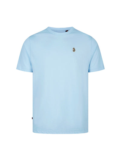 Men's blue-1 t-shirt with crew neck and short sleeves, front view