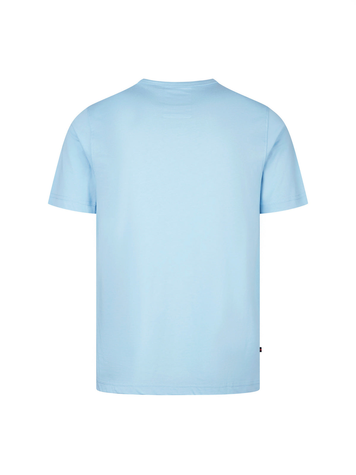 Men's blue-1 t-shirt with crew neck and short sleeves, side view