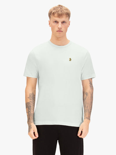 Men's green t-shirt with crew neck and short sleeves, front view