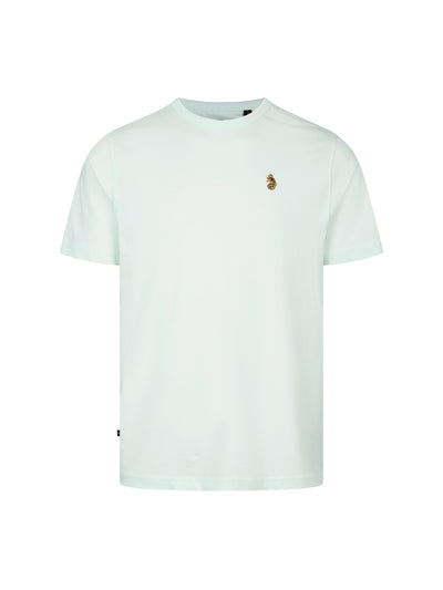 Men's green t-shirt with crew neck and short sleeves, front view