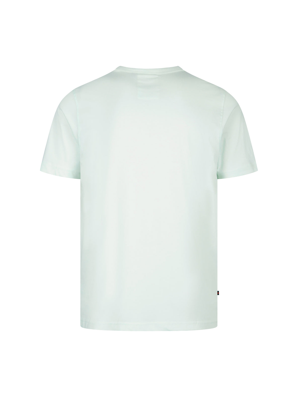 Men's green t-shirt with crew neck and short sleeves, side view