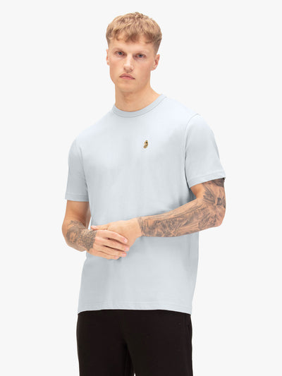 Men's blue-1 t-shirt with crew neck and short sleeves, front view