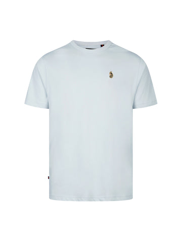 Men's blue-1 t-shirt with crew neck and short sleeves, front view