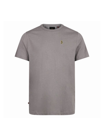 LUKE 1977 Traffs 1000 men's pure cotton crew neck t-shirt in grey with lion head embroidery