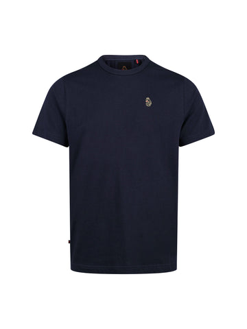 LUKE 1977 Traffs 1000 men's pure cotton crew neck t-shirt in navy with lion head embroidery