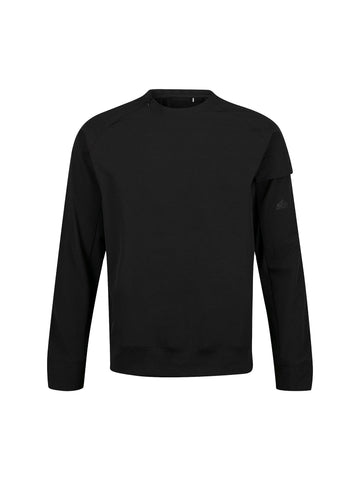 Boy's black sweatshirt with concealed zip and sleeve pocket, front view