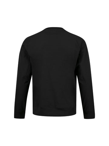 Boy's black sweatshirt with concealed zip and sleeve pocket, back view