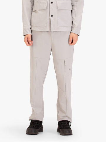 Men's grey joggers with elasticated waistband and cargo pockets.