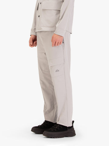 Men's grey joggers with elasticated waistband and cargo pockets.