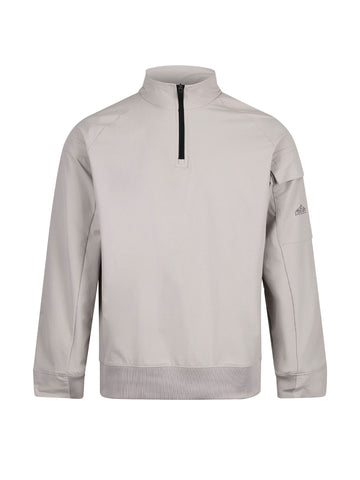 Men's grey sweatshirt with quarter-zip neck, front view