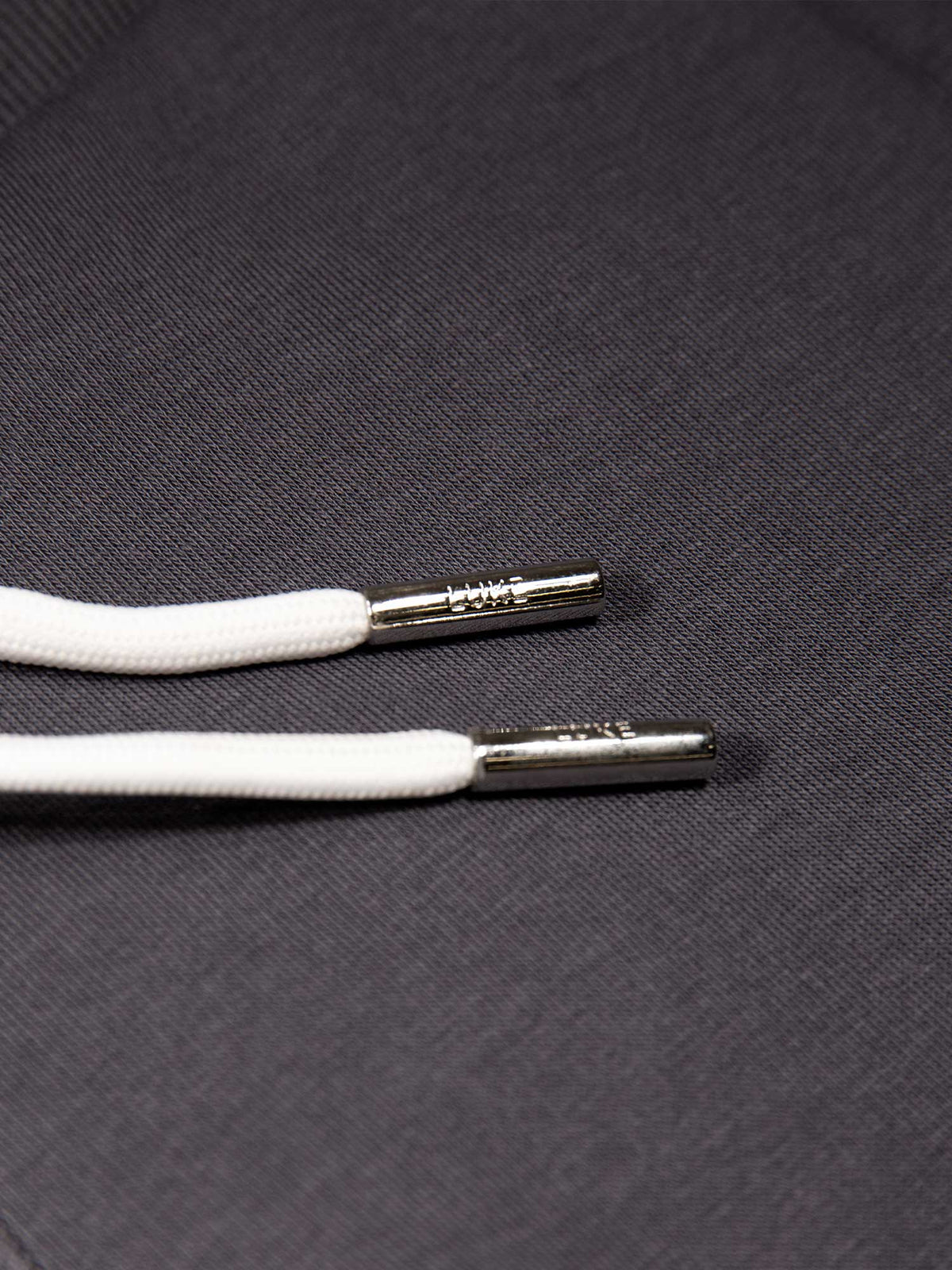 Men's grey shorts with drawstring waistband, detail view 2