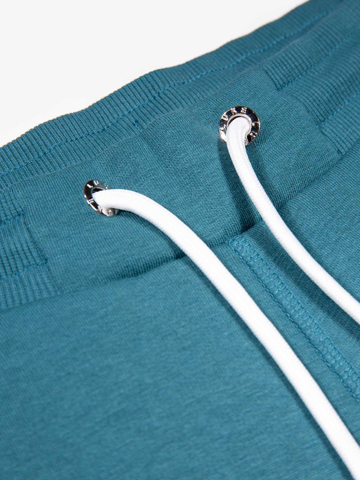 Men's blue shorts with drawstring waistband, detail view 1