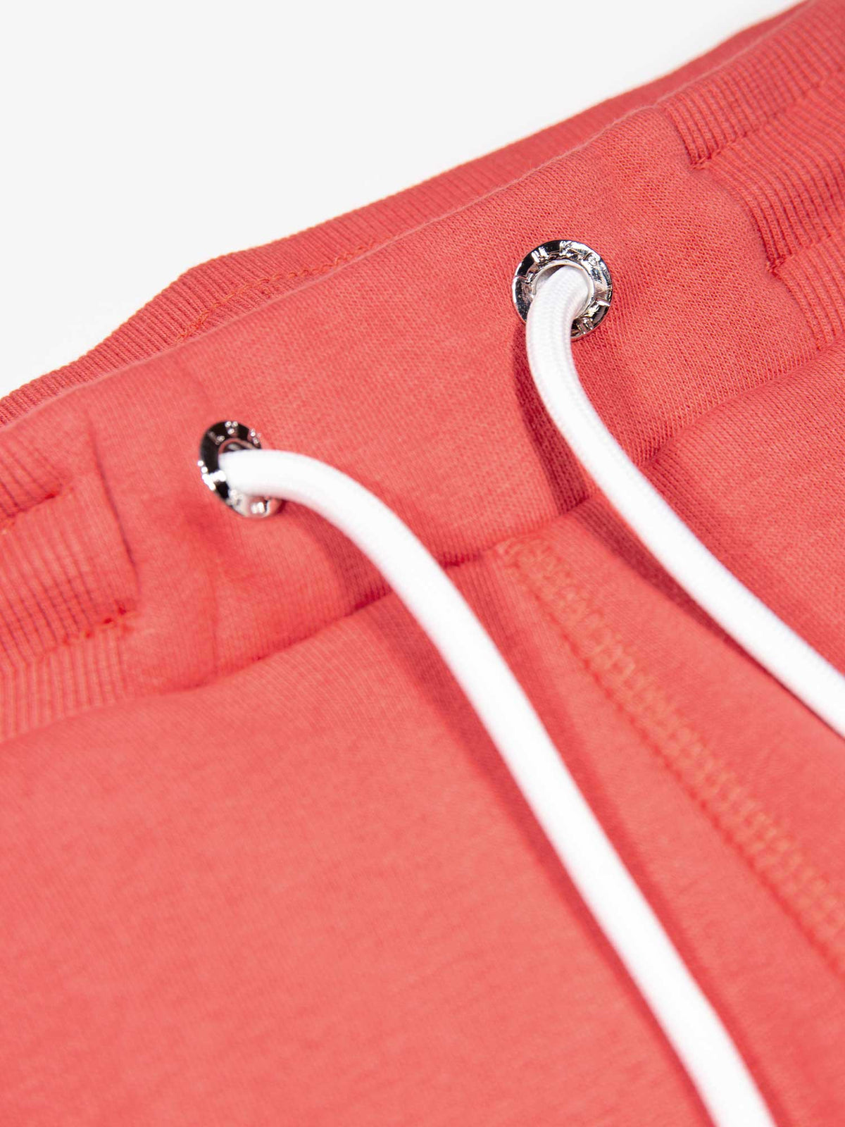 Men's red shorts with drawstring waistband, detail view 1