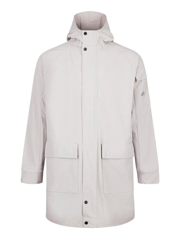 Men's grey jacket with zip-up front, front view