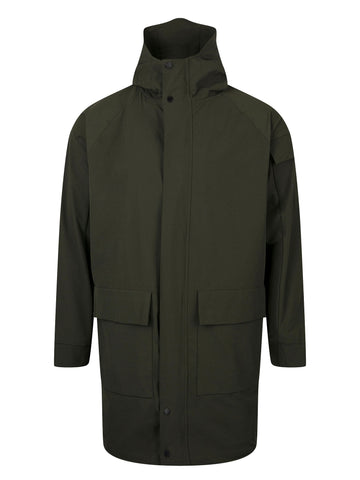 Men's green jacket with zip-up front.