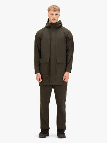 Men's green jacket with zip-up front.