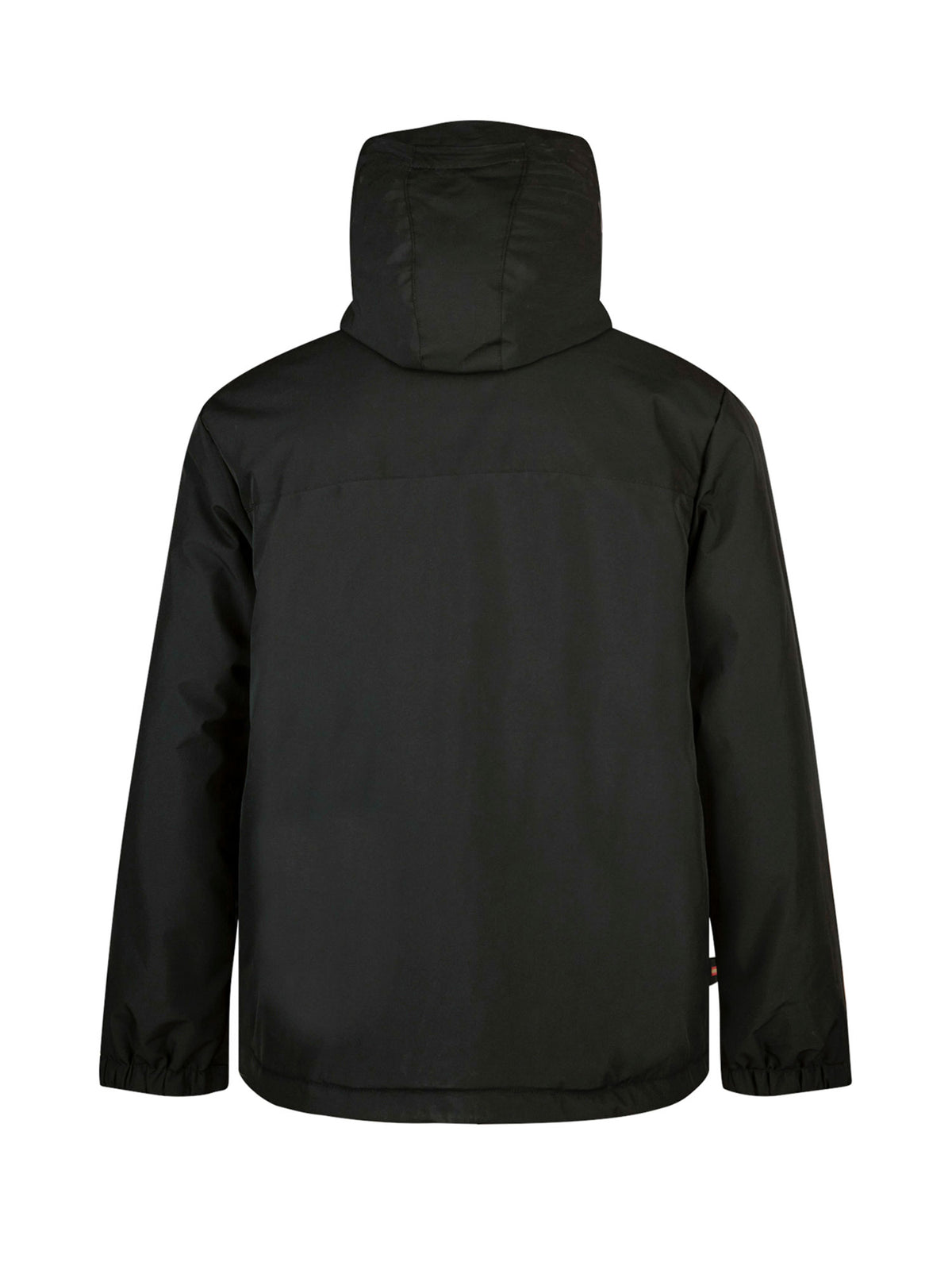 Back of black LUKE 1977 Hamburg lined jacket with fixed hood