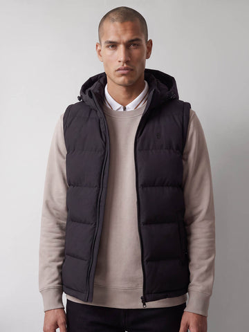 Vienna Quilted Hooded Gilet - Black
