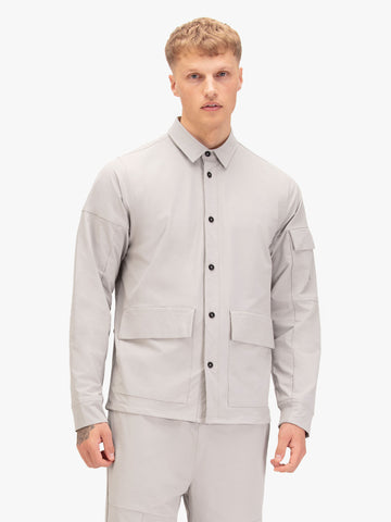 Men's grey shirt with button-up front.