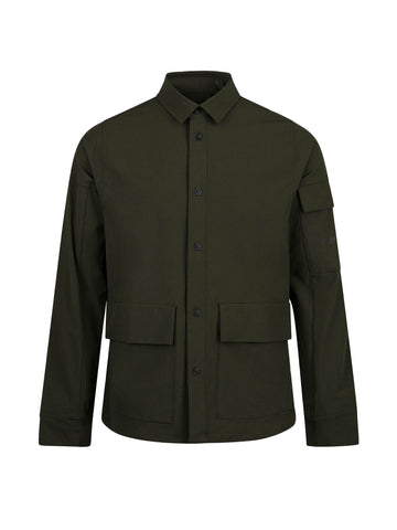 Men's green shirt with button-up front.