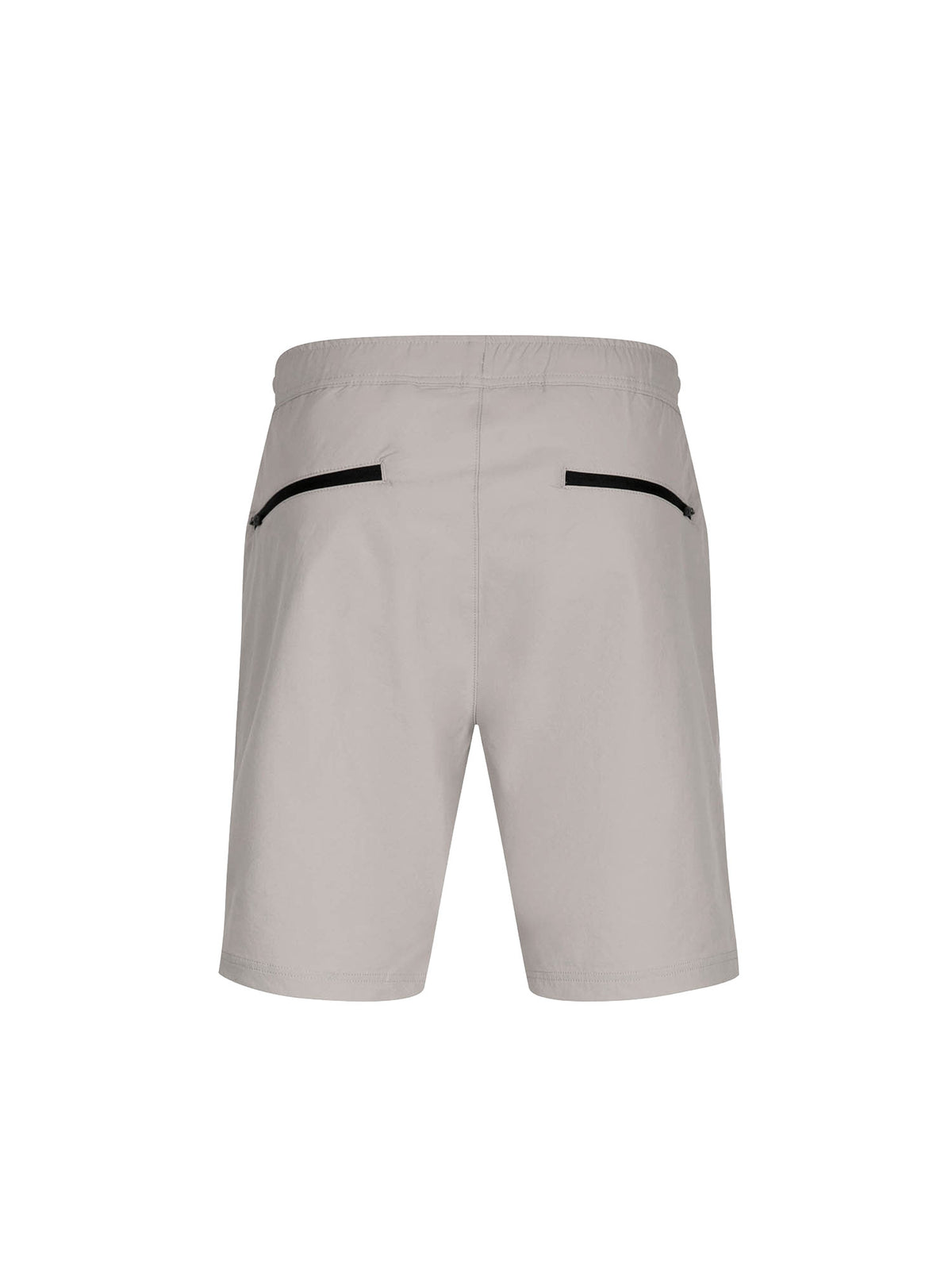 Men's grey shorts with elasticated waistband and cargo pockets.