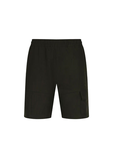 Men's green shorts with drawstring waistband.