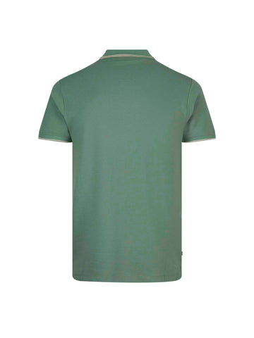 Texas Tip Cotton Pique Zip Neck Polo Shirt - Green