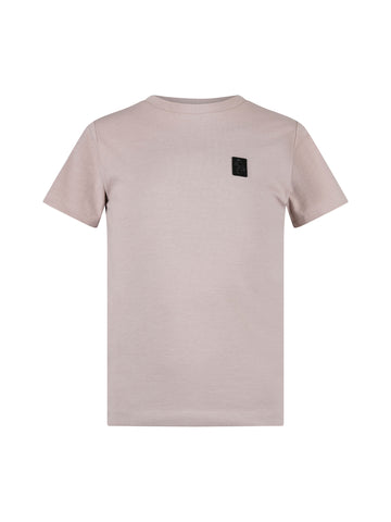 Boy's grey t-shirt with crew neck, front view
