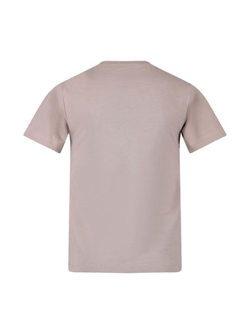 Boy's grey t-shirt with crew neck, back view