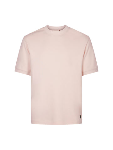 Men's relaxed-fit pink t-shirt with crew neck and short sleeves, front view
