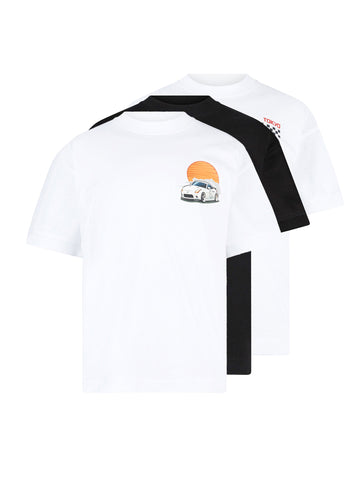 Boy's multicolour 3-pack t-shirt with crew neck and cotton, front view