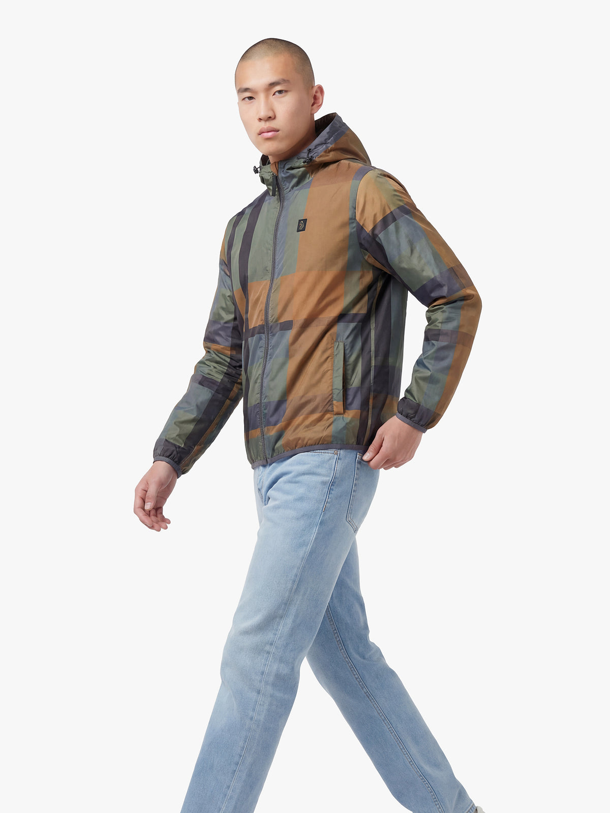 Men's green jacket with zip-up front, detail view 1