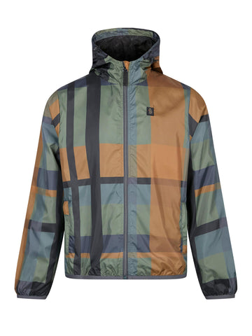 Men's green jacket with zip-up front, front view