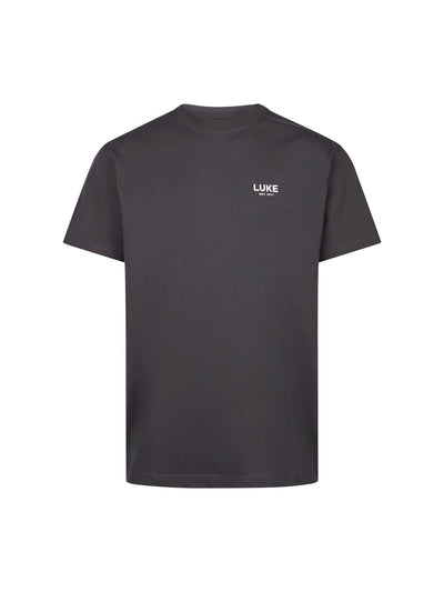 Men's relaxed-fit grey t-shirt with crew neck and short sleeves, front view