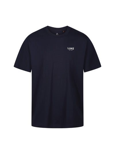 Men's relaxed-fit navy t-shirt with crew neck and short sleeves, front view