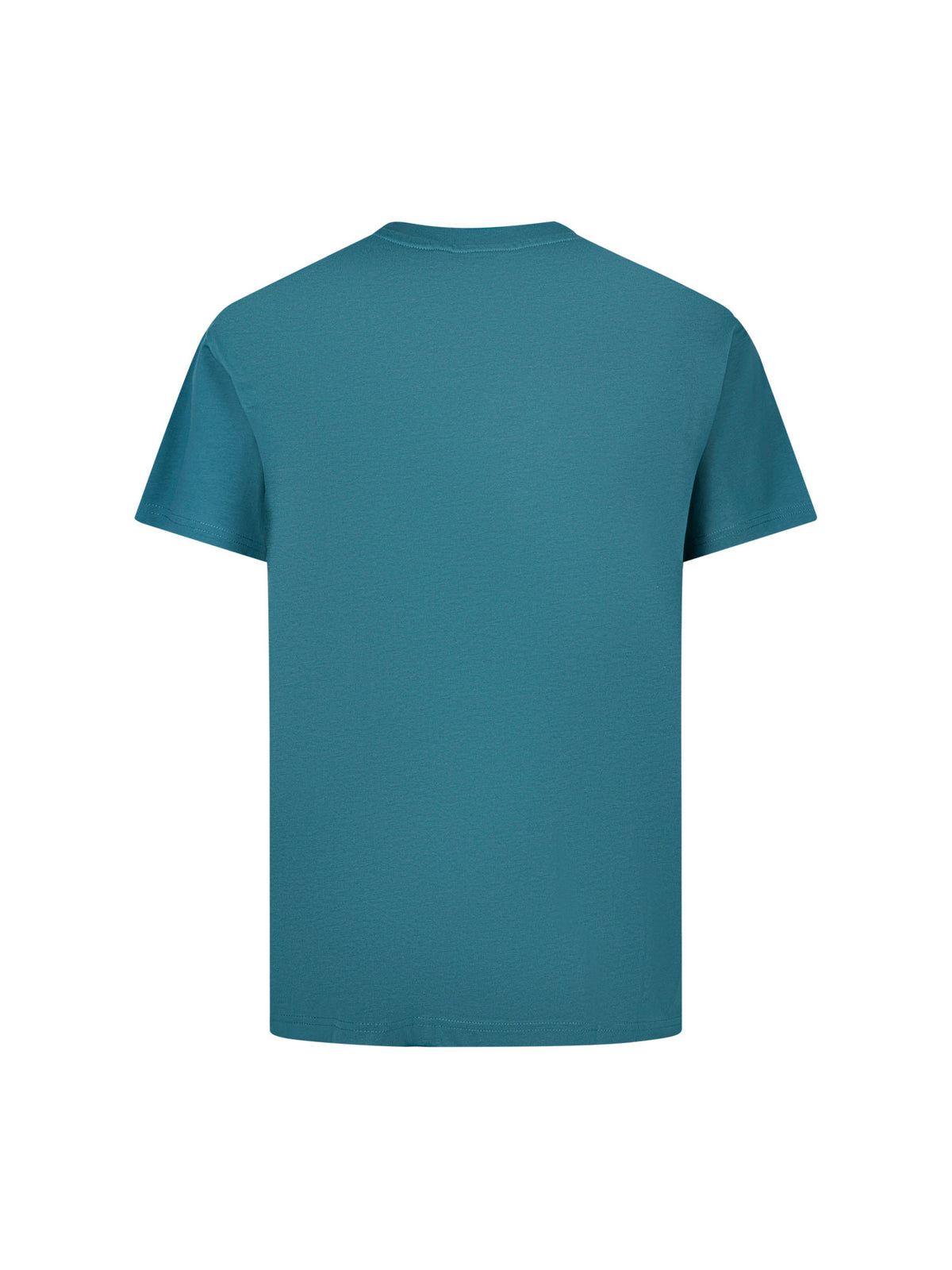 Men's relaxed-fit blue t-shirt with crew neck and short sleeves, detail view