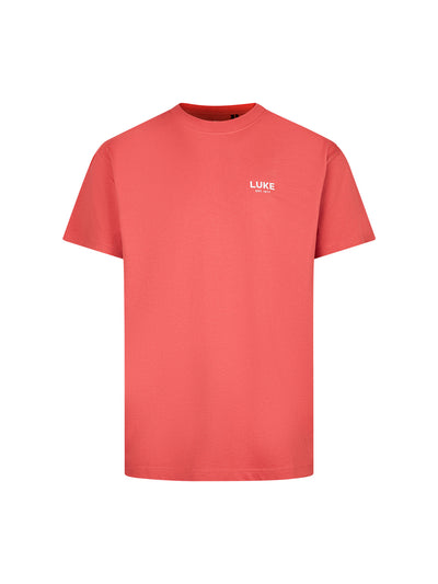 Men's relaxed-fit red t-shirt with crew neck and short sleeves, front view